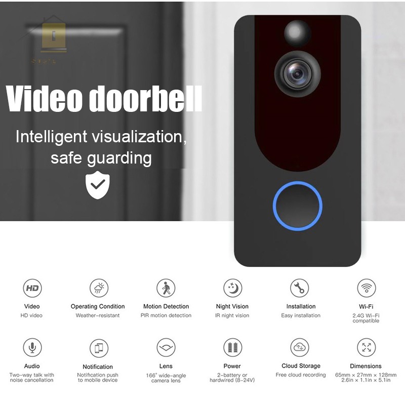 Wireless Wifi Smart Video Doorbell Punch Free Home Hd 1080p Camera Doorbell Shopee Singapore