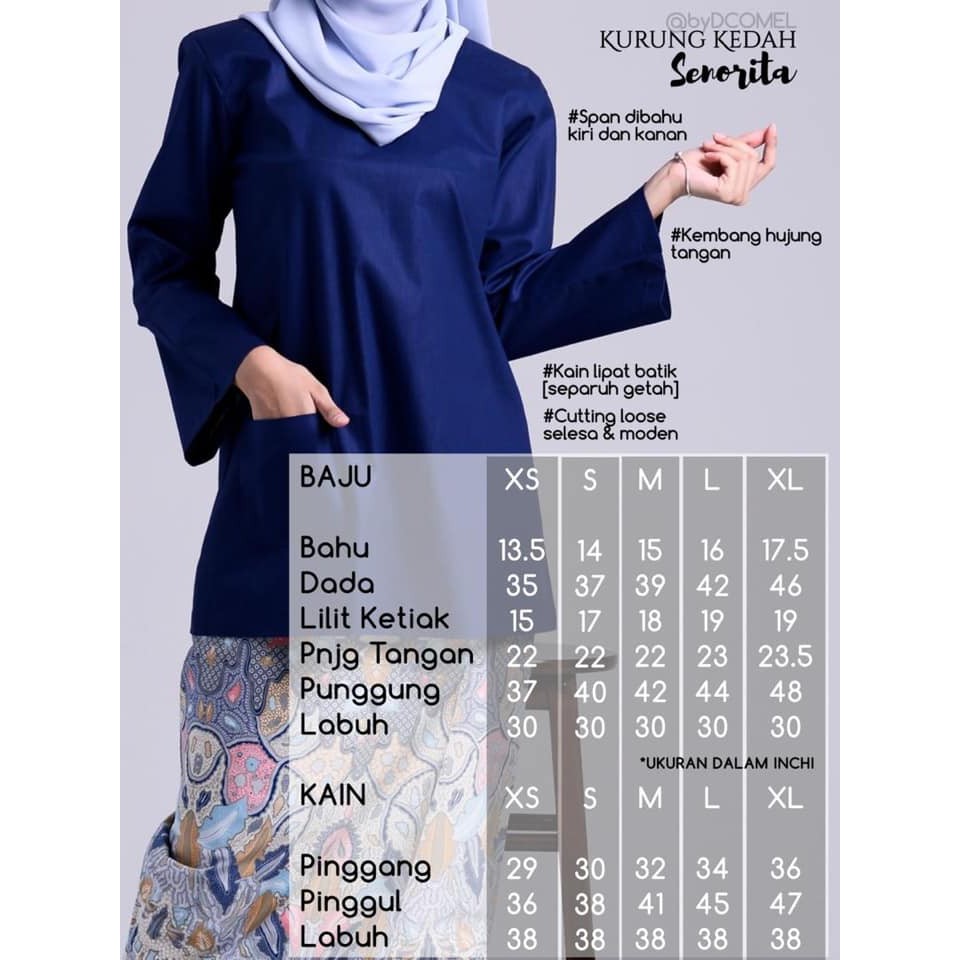 Baju Kurung Kedah Senorita 1 21 28 Shopee Singapore