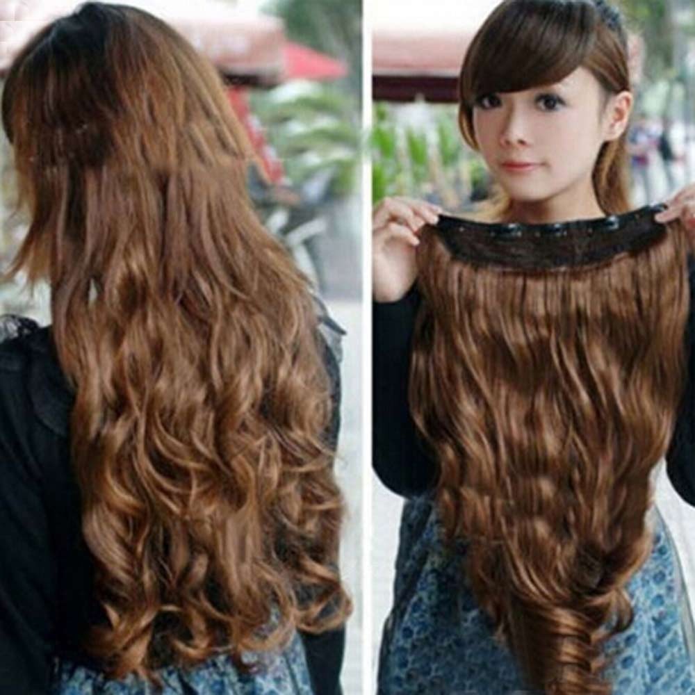 Head Clip Curly Wavy Women Synthetic Hair Extension Shopee Singapore