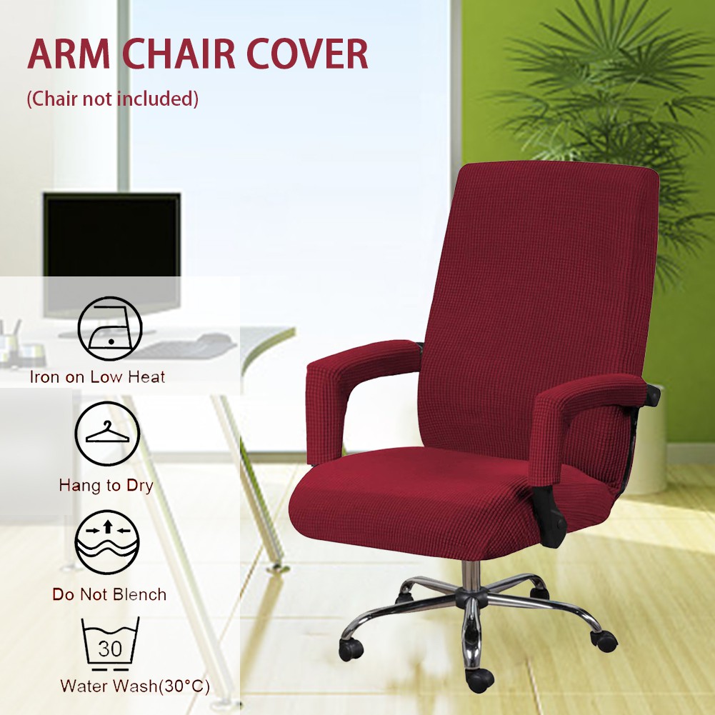 Removable Home Dustproof Soft Thickened Full Wrap Solid Color High Stretch With Armrest Sleeve Office Chair Cover Shopee Singapore