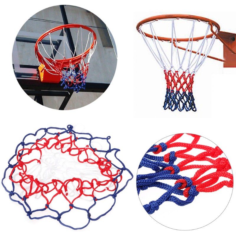 red white blue basketball net