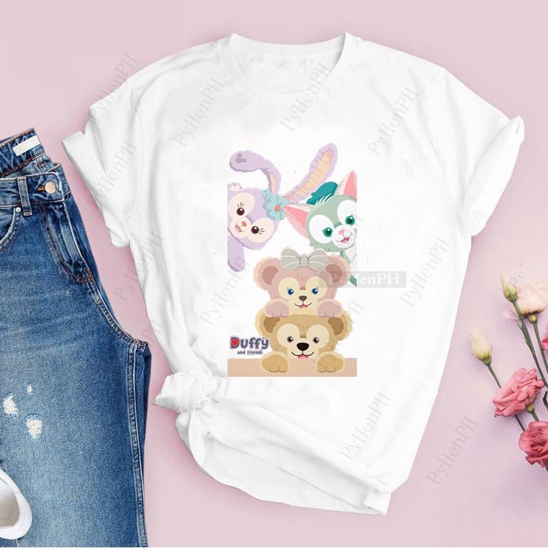 K-pop StellaLou Rabbit Duffy Bear T Shirt Hip Hop 2022 Short Sleeve T-shirt Girls Fashion Wear Skin-friendly Short-sleeved Kid Tshirt