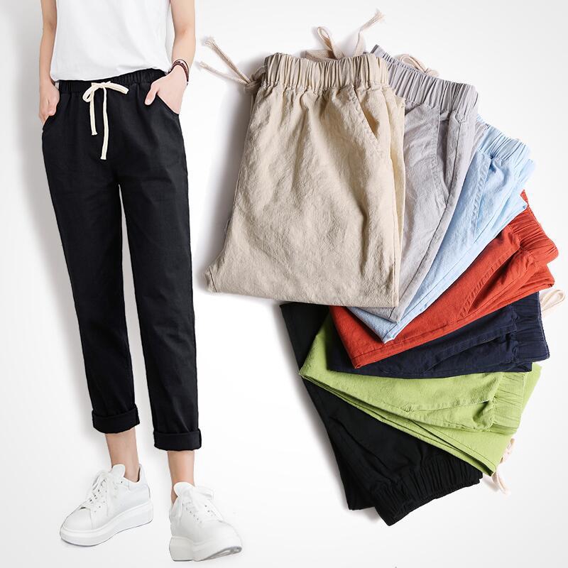 Summer Cotton and Linen Nine Pants Thin 