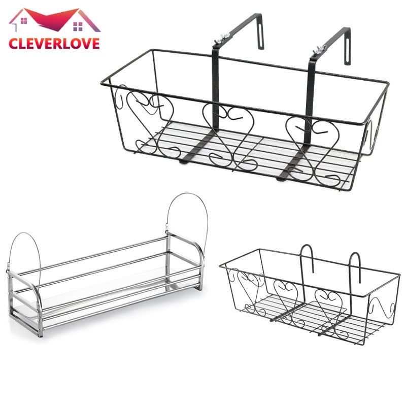 Flower Rack Balcony Railing Wall Hanging Plant Stand Adjustable Rustproof Iron Flower Stand (CL