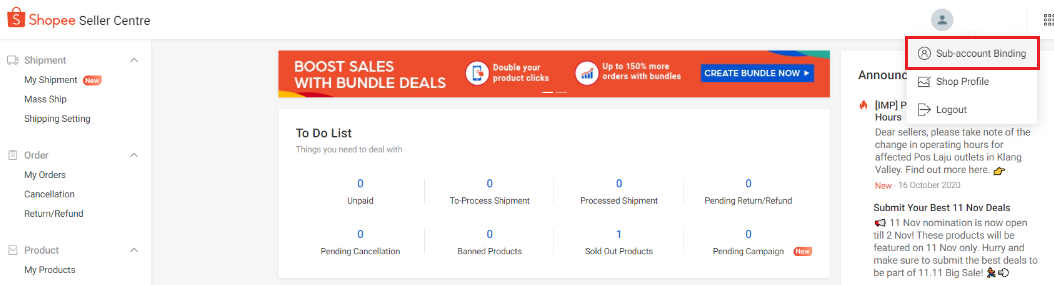 Sub Account How To Create A Main Account In Sub Account Platform Shopee My Seller Education Hub