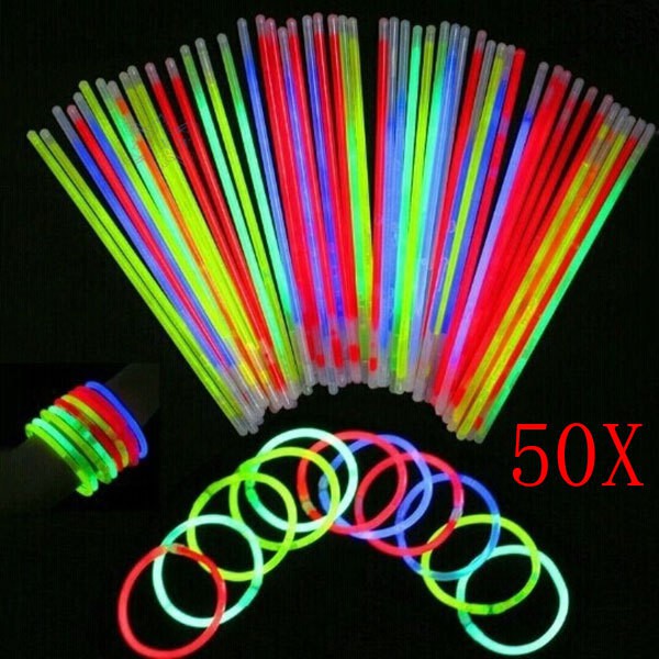 10Pcs Neon Colours Glow Sticks Bracelets Necklaces Favors Rave Party Disco Paryt