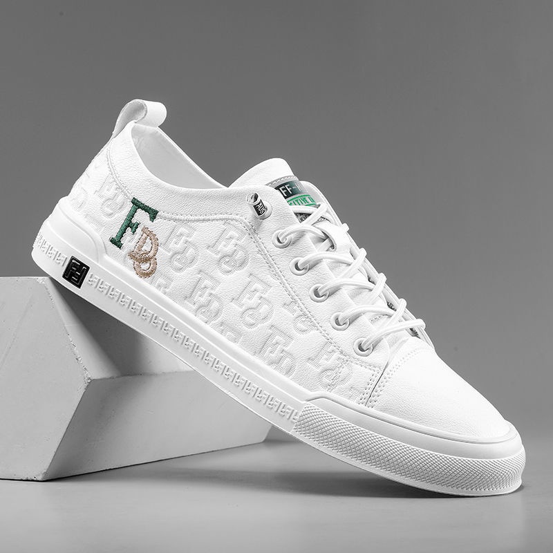 Italian Armani Genuine Men's Shoes Leather Breathable Sneakers Korean Version Versatile Student Casual Whi