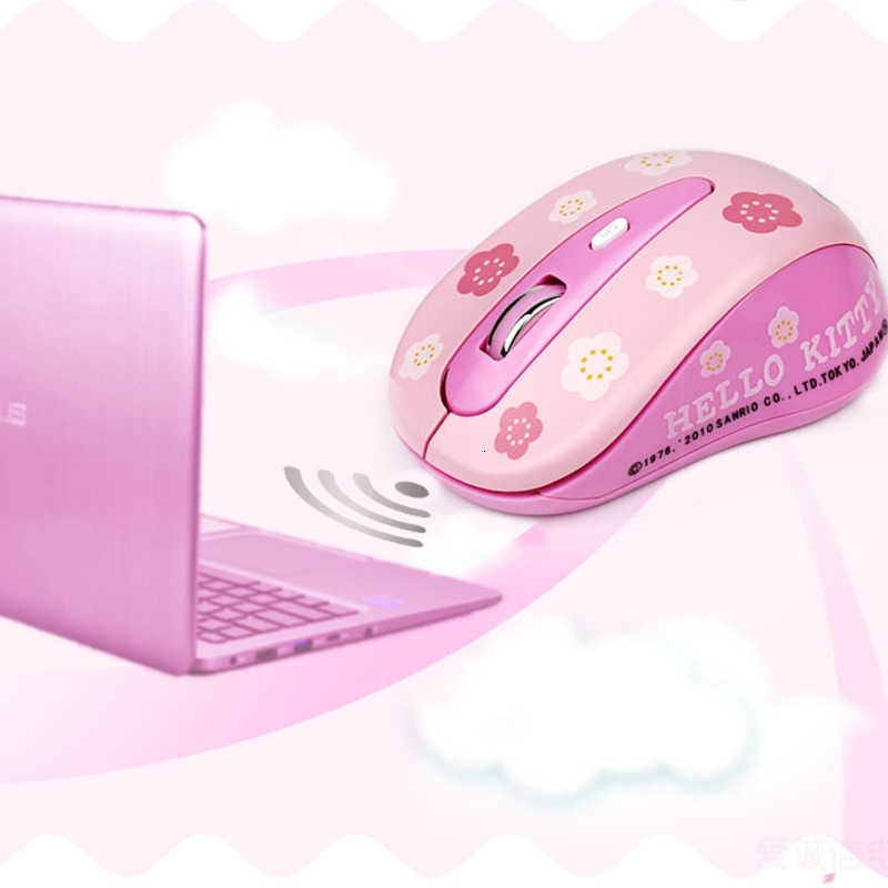 Cute Cartoon Hello Kitty Wireless Mouse Computer Mouse Mini Gift Ergonomics Mause 1600 Dpi 2.4