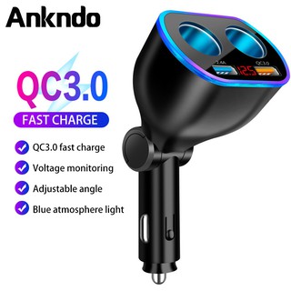 Ankndo USB Car Charger QC3.0 Fast Charger Adapter Car Cigarette Lighter For Samsung All Mobile Cell Phone GPS Dash Cam