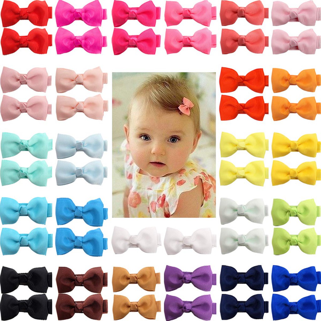 50pcs 2 Baby Bows Hair Ties Rubber Band Ribbon Hair bands Ropes for Baby Girls Kids Children 25 Colors in Pairs 