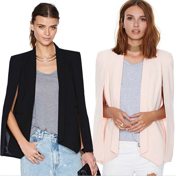 Fashion Women Long Sleeve Lapel Cape Poncho Ol Jacket Cloak Coat Blazer Suit Shopee Singapore