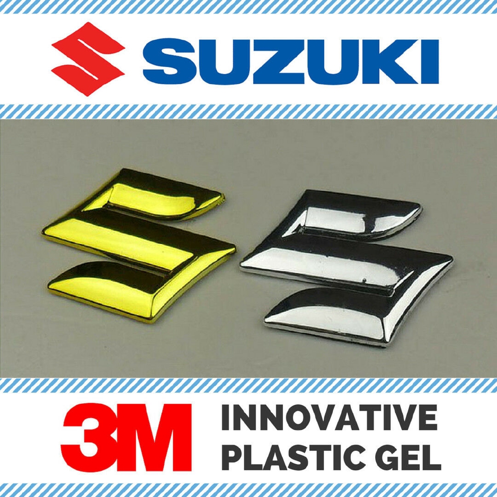2 pcs 3D Decal Tank Wheel Logo /"S/" Sticker for Suzuki Carbon Fiber Emblem Badge
