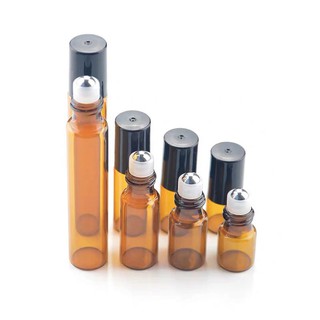 1ml 2ml 3ml 5ml 10m Amber Perfume Glass Roll on Bottle with Glass/Metal Ball Brown Roller Essential Oil Vials Thin #1