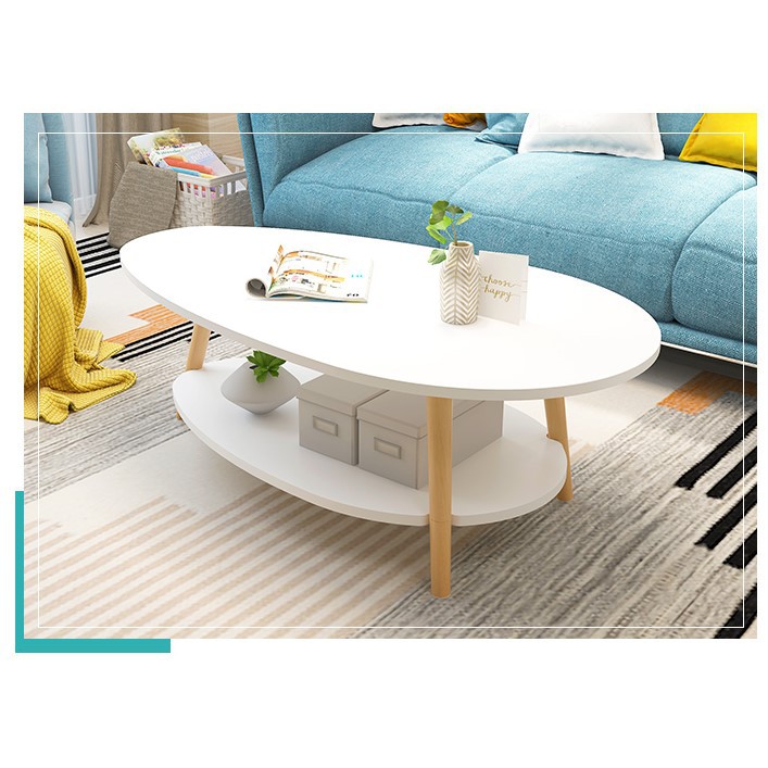 2 Layers White/Black/Marble Design Coffee Table Nordic European Style Classic Designer Style Coffee Table