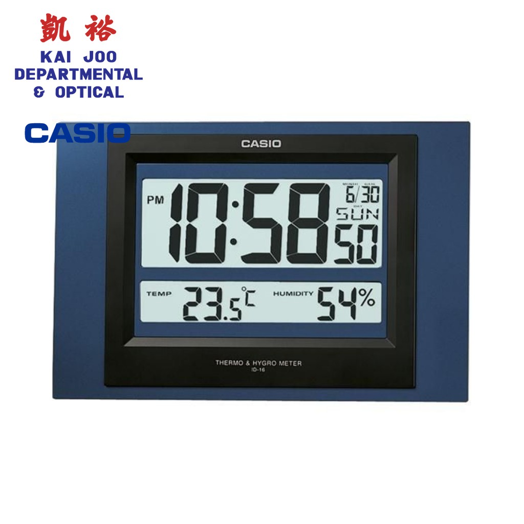 Casio Digital Wall Clock with Thermometer & Hygrometer (29cm) | Shopee ...