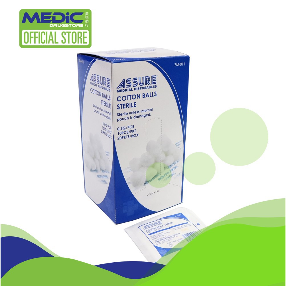 [Bundle of 2] Assure Sterile Cotton Balls 10 packs x 20s (Case) - By Medic Drugstore