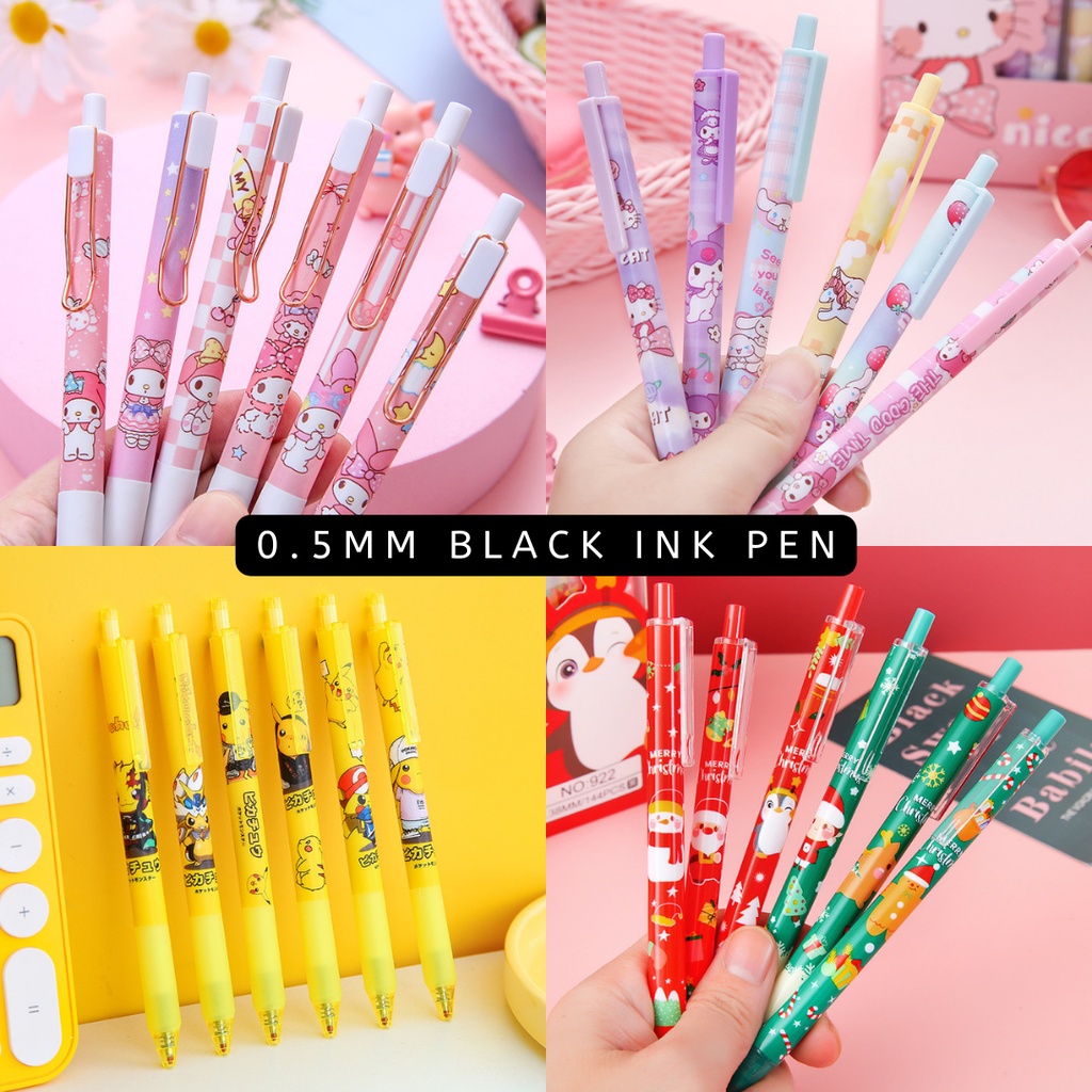 [SG Seller]6PCS/set Retractable Gel Pens Set 0.5mm Black Ink Pen ...