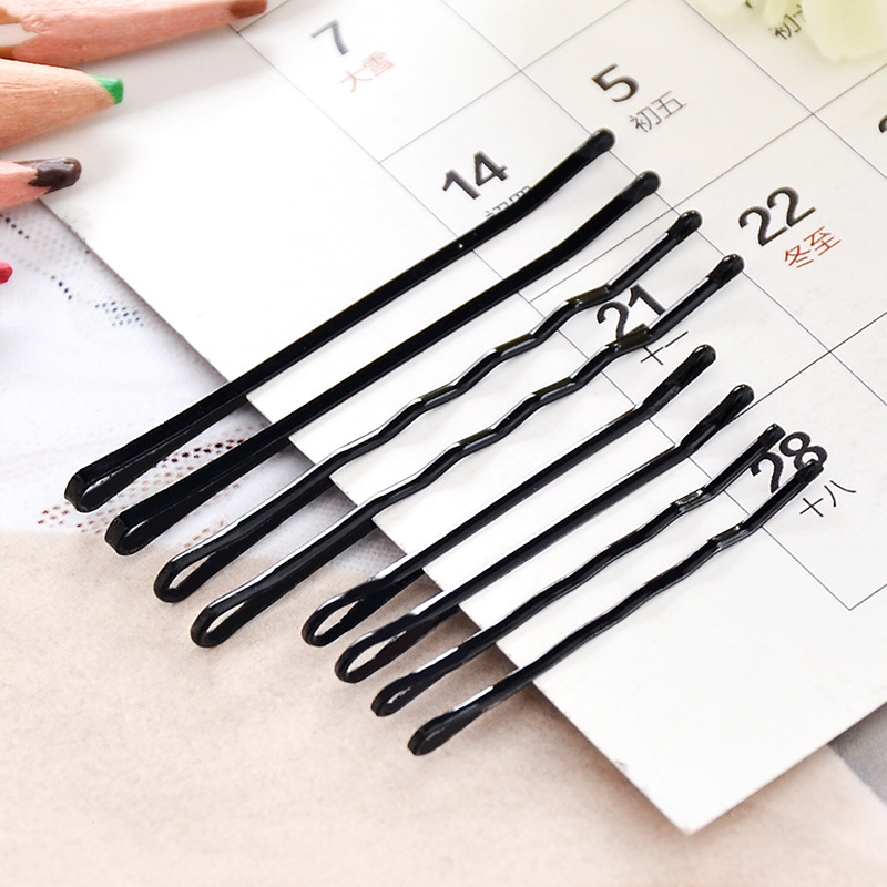 60Pcs Black Invisible Hairpins Women Wave Bobby Pins Grips Barrette Hair Clips