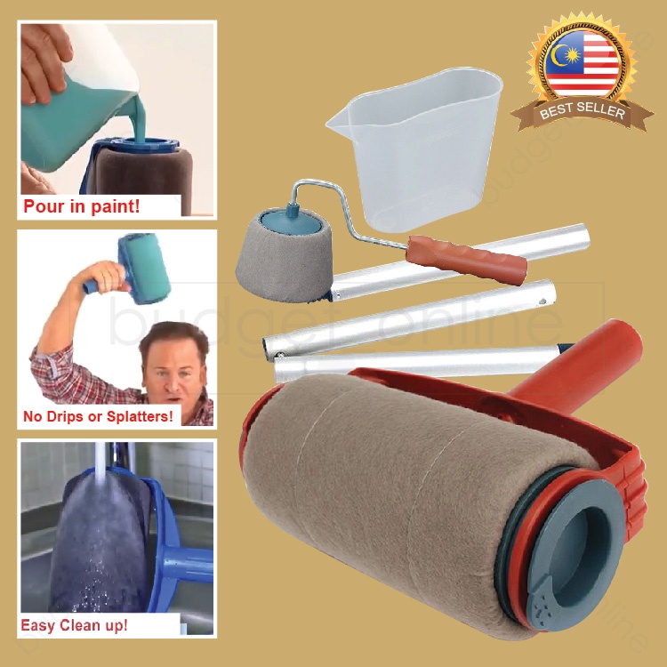 6 IN 1 DIY Refillable Paint Roller Set Tool Non Drip Magic Paint Roller