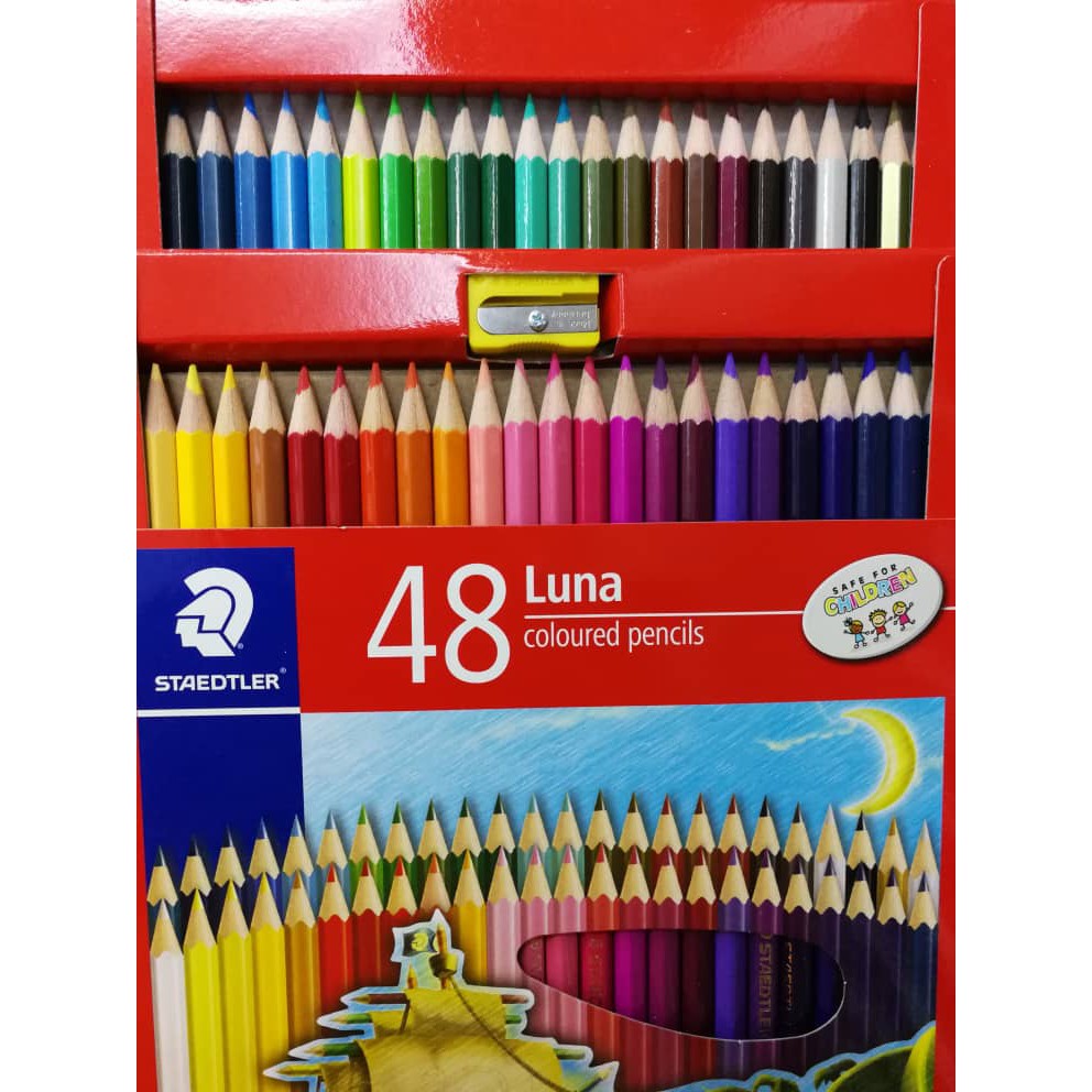 Staedtler Luna Coloured Pencils 48 Colours Long Free Sharpener Shopee Singapore