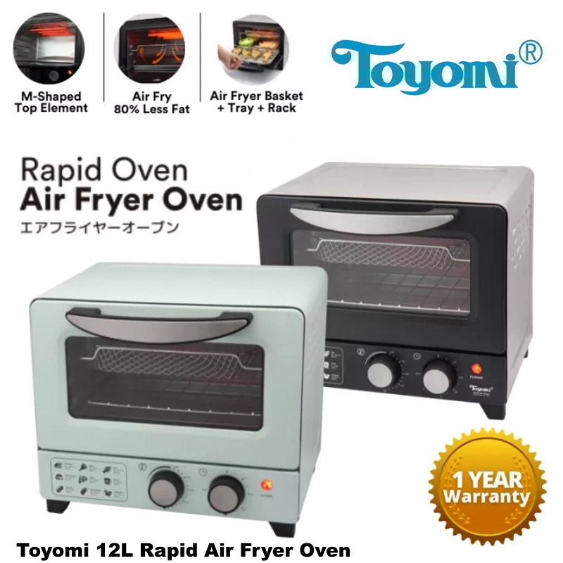 Toyomi 12L Rapid Air Fryer Oven AFO 1201 Classic Black / Sea Green Shopee Singapore