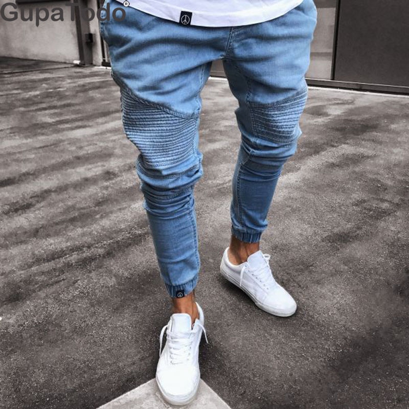 Fashion Biker Jeans for Men,Forthery Ripped Distressed Destroyed Jogger Jeans Teen Boys Washed Slim Fit Leg Denim Pants 