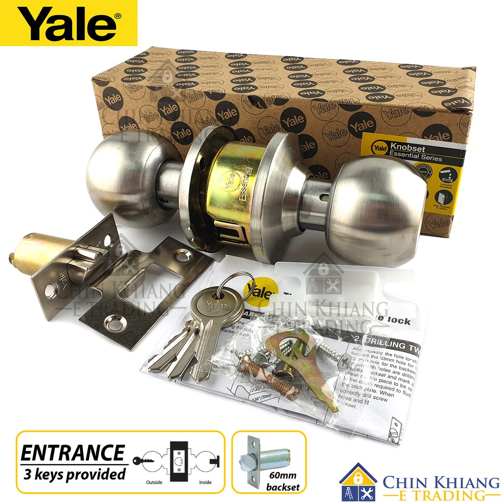 Yale CA4147 Entrance Cylindrical Door Knob Set Satin Stainless Steel