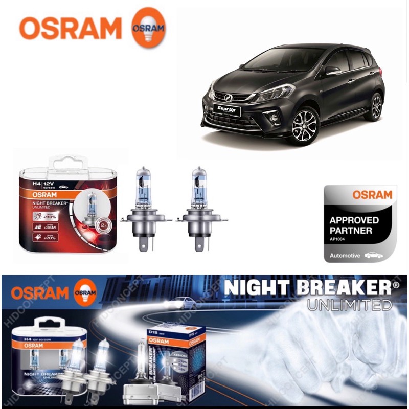 Osram Nbu H4 Headlight Bulb For Perodua Myvi Icon 2nd Gen 1 3 Standard Ez Sx Shopee Singapore
