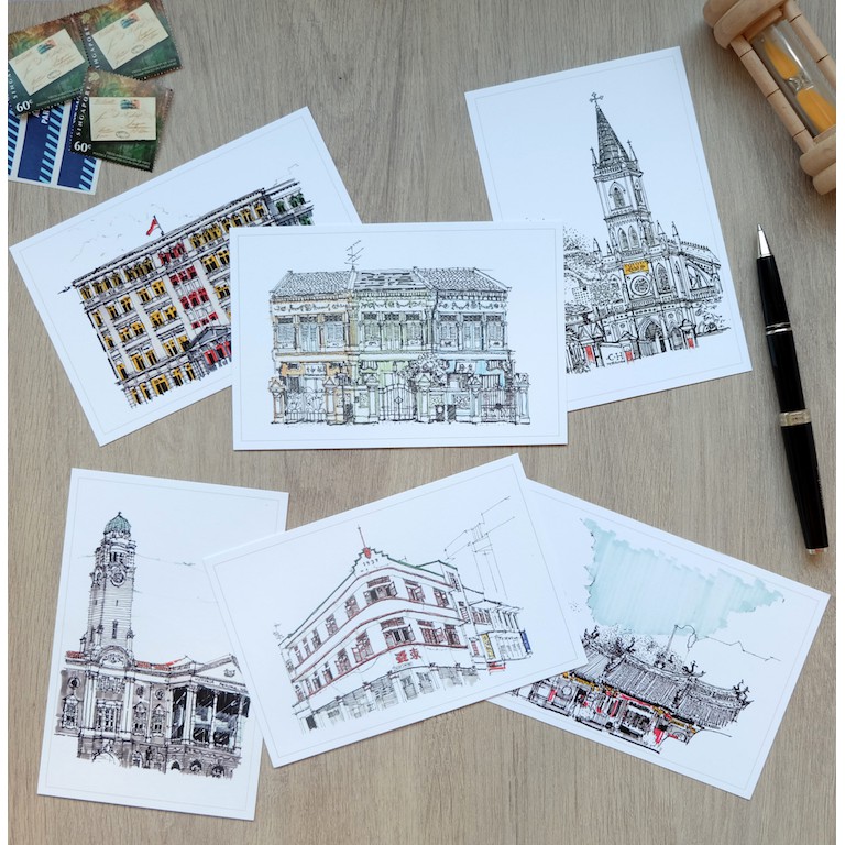 Singapore Postcard Set Special Matte Edition Stationery Sets Stationery