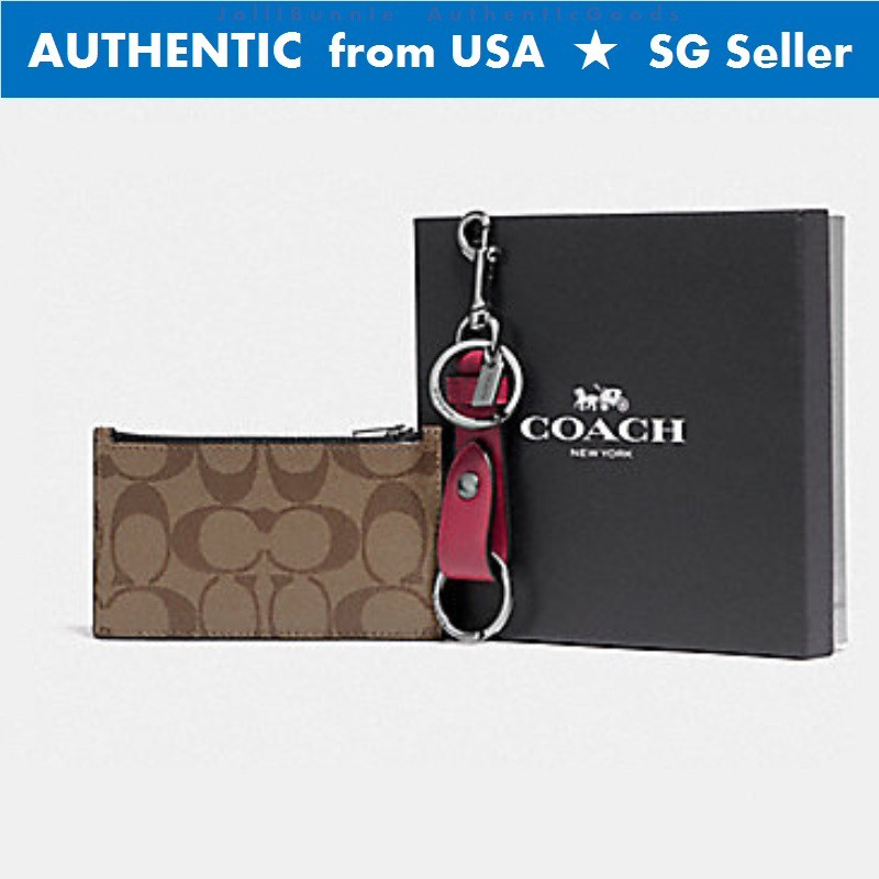 Coach Boxed Zip Card Case Valet Key Fob Gift Set F79848 Coach Wallet Shopee Singapore