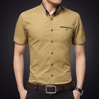 Image of 【M-5XL】Men Slim Fit Business Shirts Top Casual Short Sleeve Formal Dress Shirt 2306