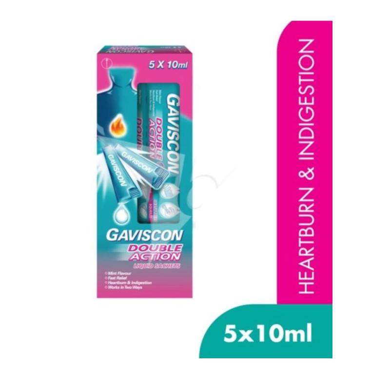 Gaviscon Liquid Sachets Double Action 10ML 5s for Heartburn and