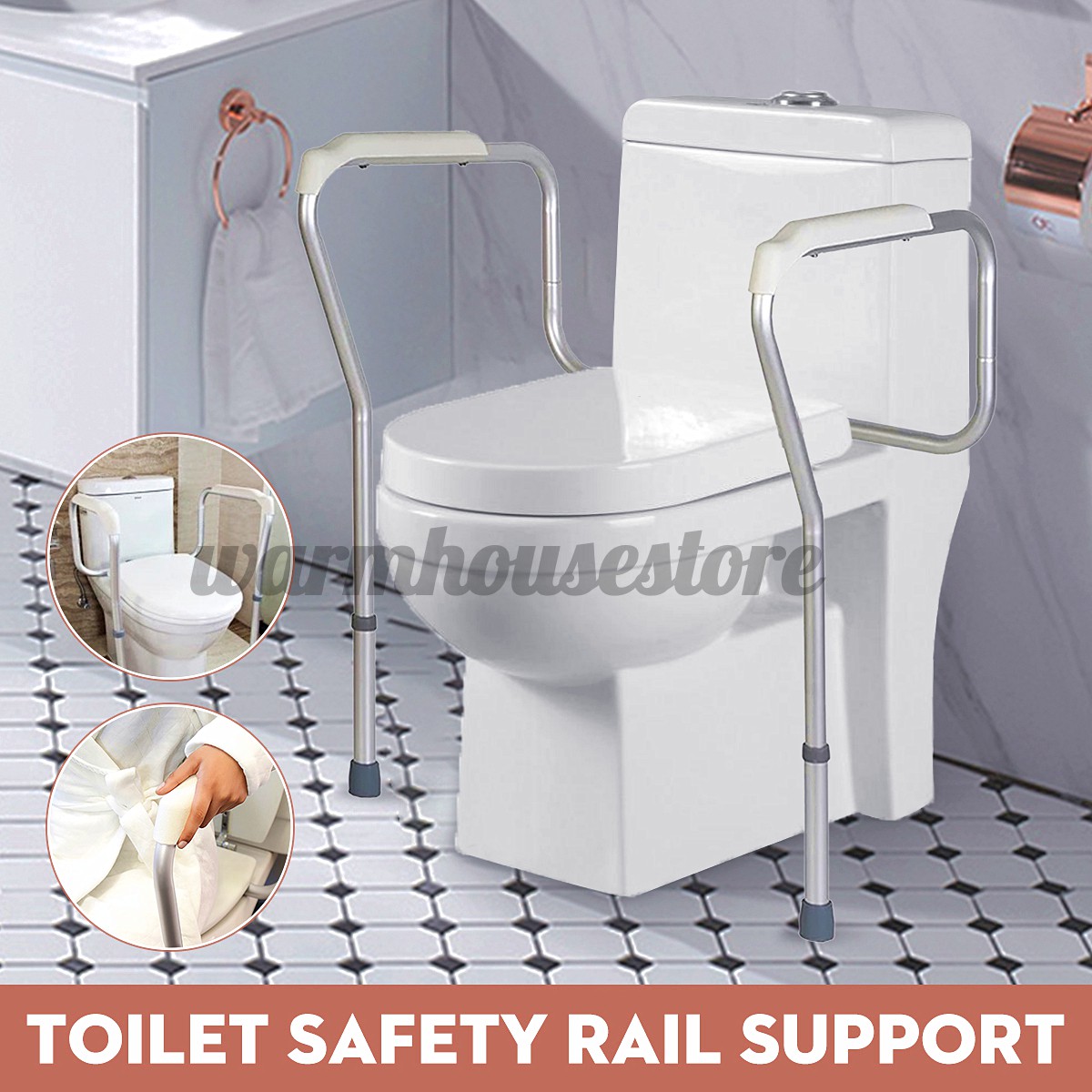 Clinker Non-slip Handle For Toilet Armrest Toilet Safety Rails Frame 