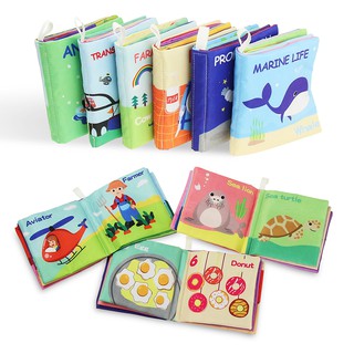 Newborn Infant Soft Cloth Books Rustle Sound Baby Early Learning Education Stroller Rattle Toys
