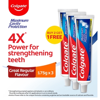 Image of Colgate Maximum Cavity Protection Great Regular Flavour Toothpaste Valuepack 175g x 3