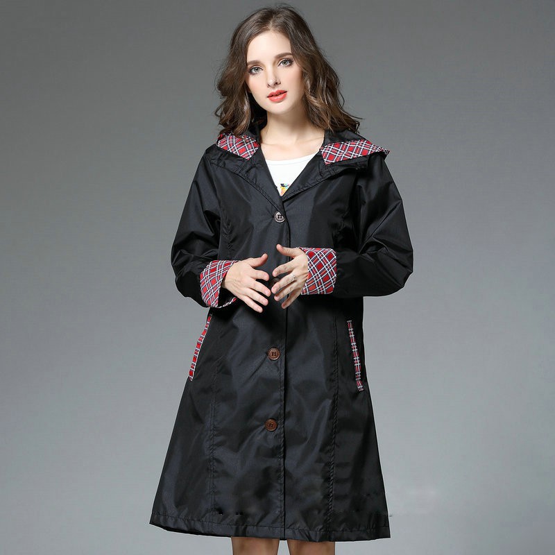 full length women's raincoat with hood