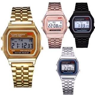 Unisex Gold Silver Steel LED Digital Men Women Watch Sport Waterproof Quartz Wrist Watch Gift