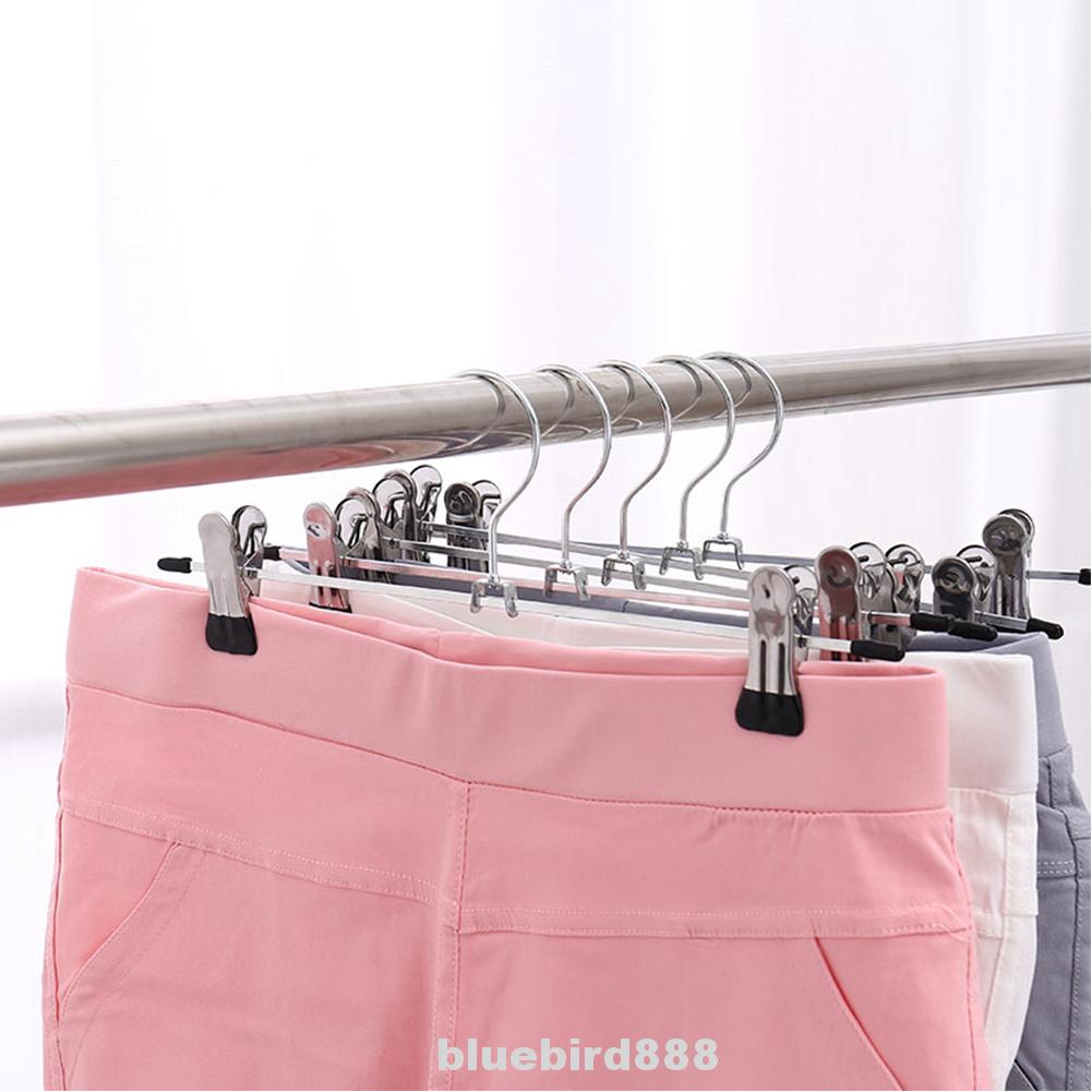 10X Metal Clip Coat Hangers Clothes Closet Pant Trouser Skirt Non-slip Racks New 