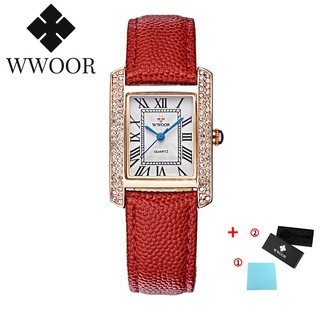 WWOOR   women watch fashion watch genuine steel wristwatch with trendy leather strap  -8806