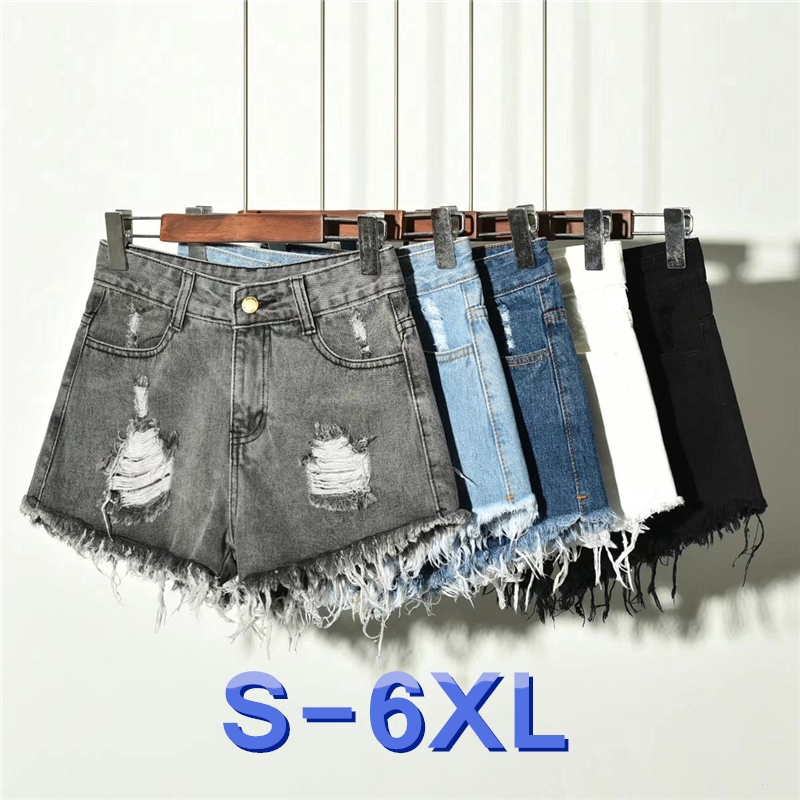 high waist tattered shorts