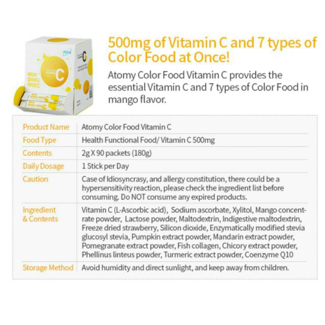 Atomy Color Food Vitamin C From Korea Loose Sachet Halal Vitamin C 500mg Serbu Singapore