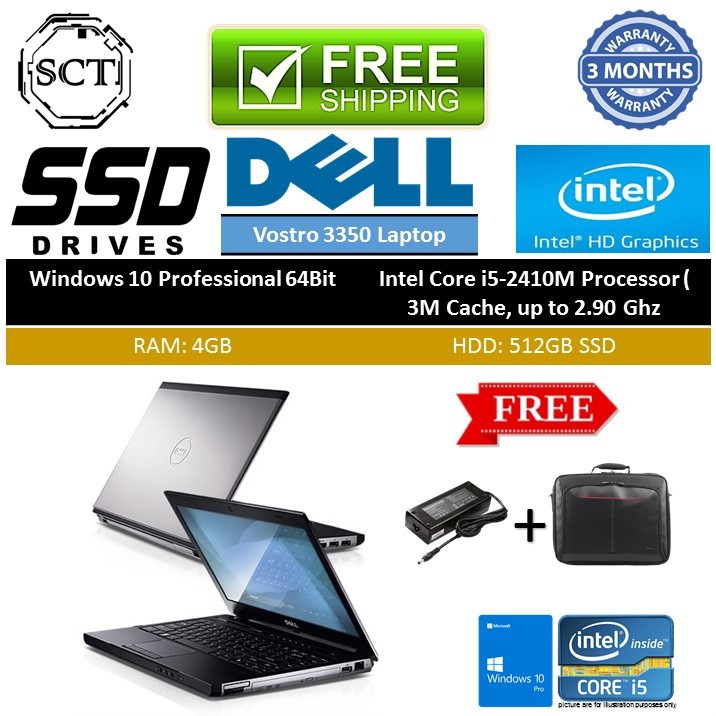 Refurbished Condition 950 98 Dell Vostro 3350 Core I5 2410m 4gb 256gb Ssd 13 3inch Home Business Laptop Shopee Singapore