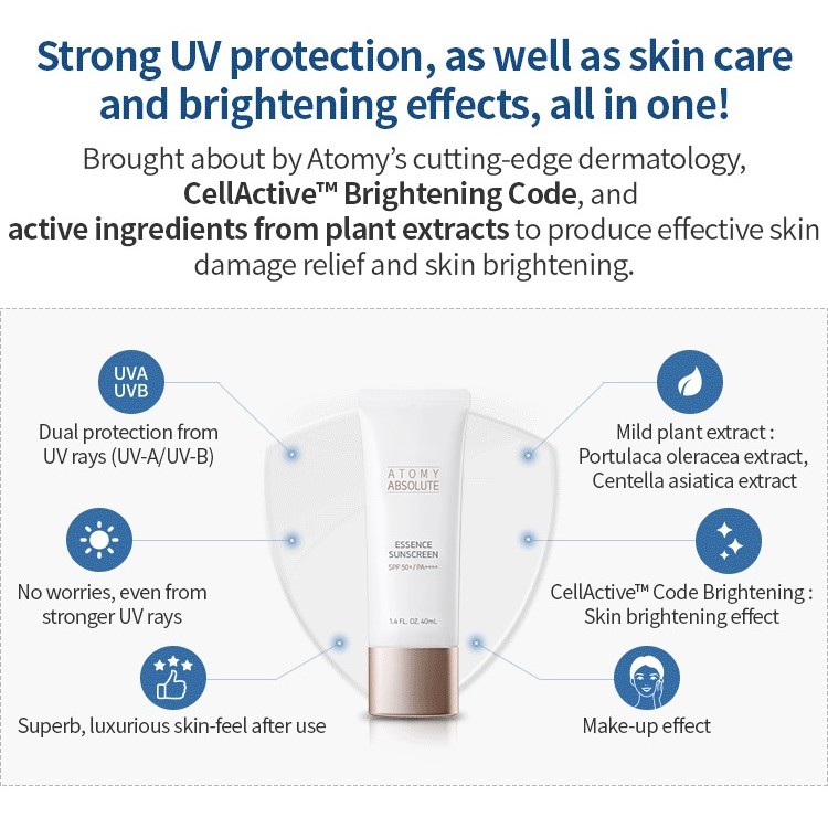 Korea Atomy Absolute Essence Sunscreen Spf50 Pa For Wrinkle Whitening Shopee Singapore
