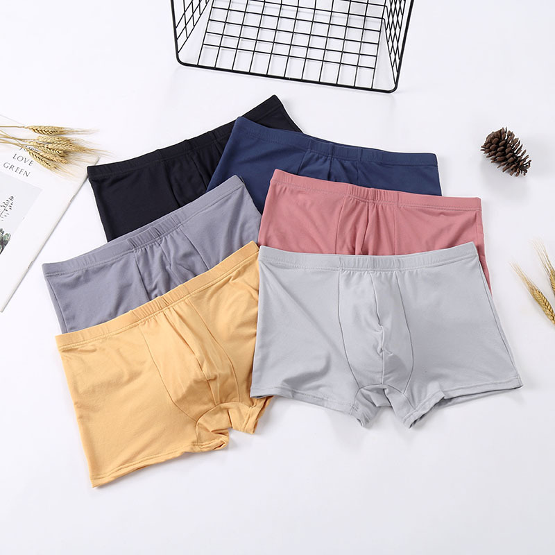 Solid Color Men's Underwear Breathable Comfortable Milk Silk Boxer ...
