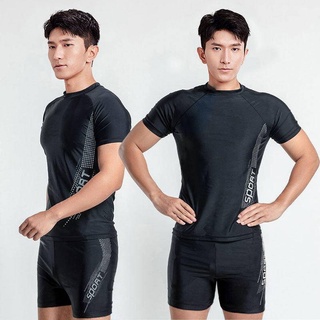 Swimsuit Men's Swim Trunks New Short-sleeved Five-point Pants Full Body Suit Hot Spring Swimming Suit Man YX-80802