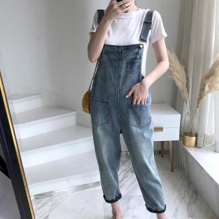 Image of Autumn Summer New Loose Korean Women Korean Fashion Jumpsuits Casual Backless Rompers Denim Overalls