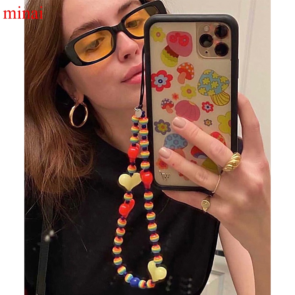 Women Fashion Phone Lanyard Decoration Cell Phone Pendant Colorful Soft Ceramic with Anti Lost Mobile Phone Chain 