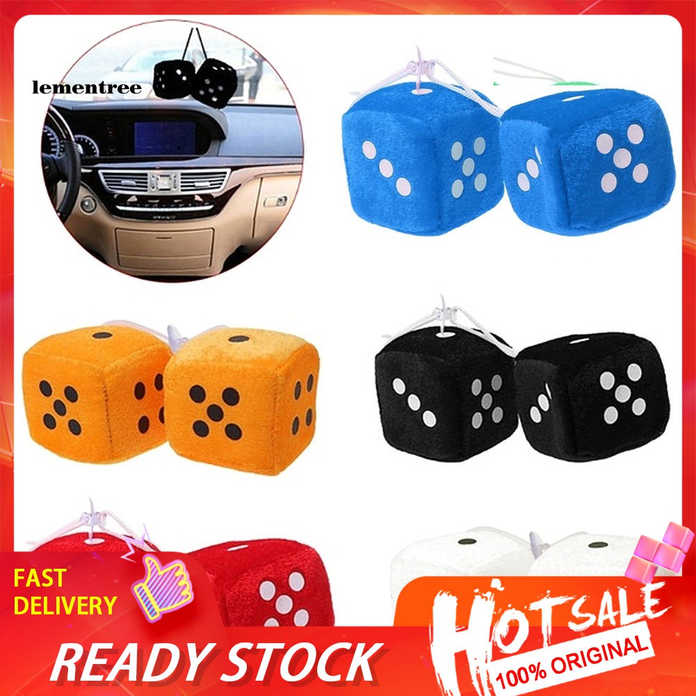 Qmp2pcs Fuzzy Dice Dots Rear View Mirror Hanger Decoration Car Styling Ornament Shopee Singapore