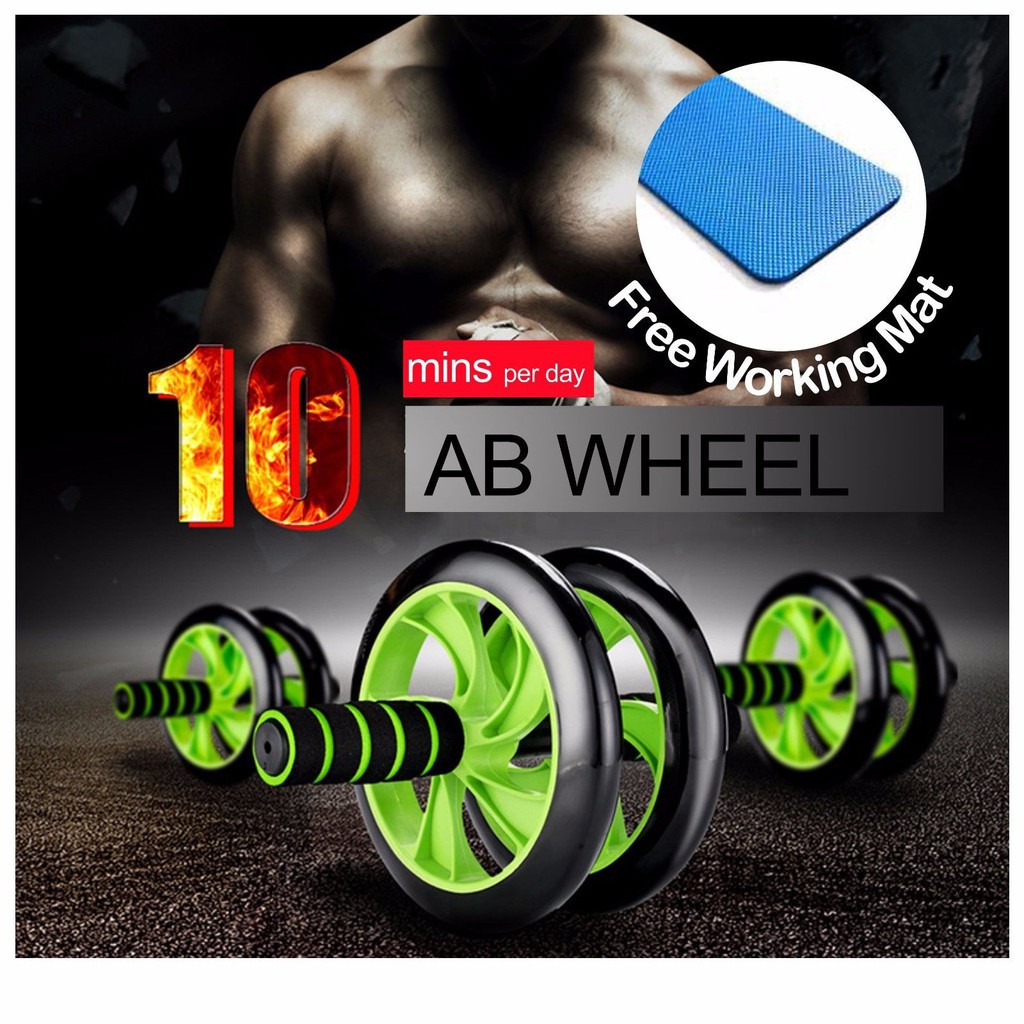 Ab Fitness Wheel Roller Abdominal Waist Workout Exercise Gym With