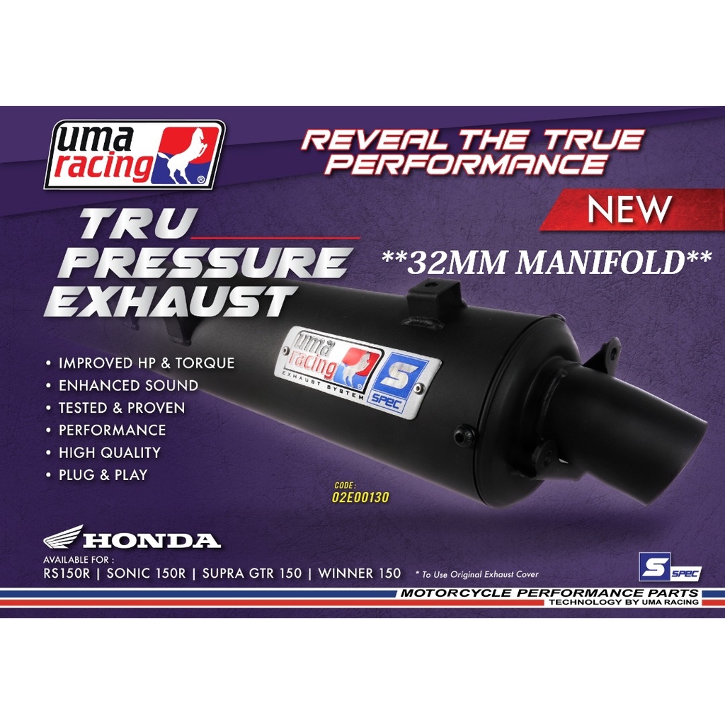 Uma Racing Rs150r Rs150 28mm 32mm Exhaust Racing Standard Cutting Tru Pressure Back Pressure Shopee Singapore